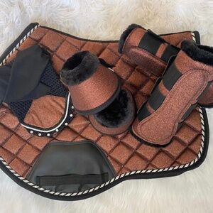 Brown Glitter Saddle Pad Set